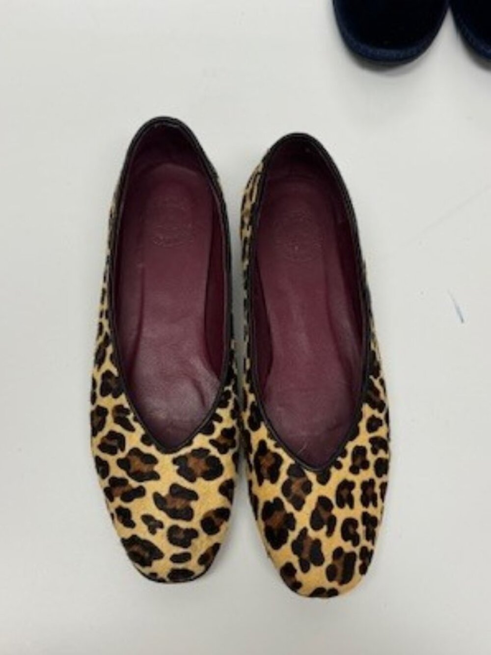 Penelope Chilvers Ponyhair Leopard Print Ballet Flats -- Size 39
